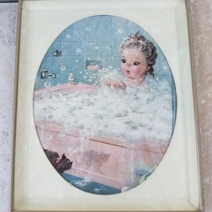 Vintage 1957 Helen Pessi Inc N.Y. Bath Time Litho